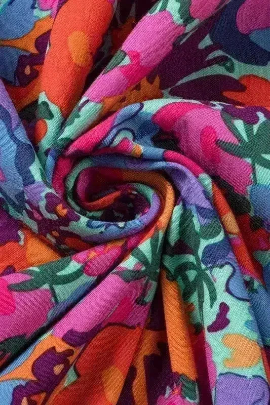 Floral Print V-Neck Wrap Maxi Dress - Women's Elegant Long Dress