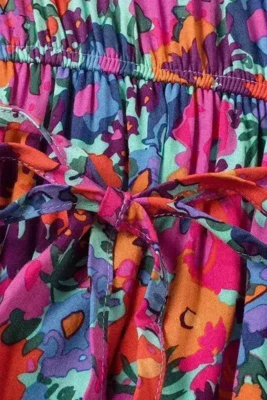 Floral Print V-Neck Wrap Maxi Dress - Women's Elegant Long Dress