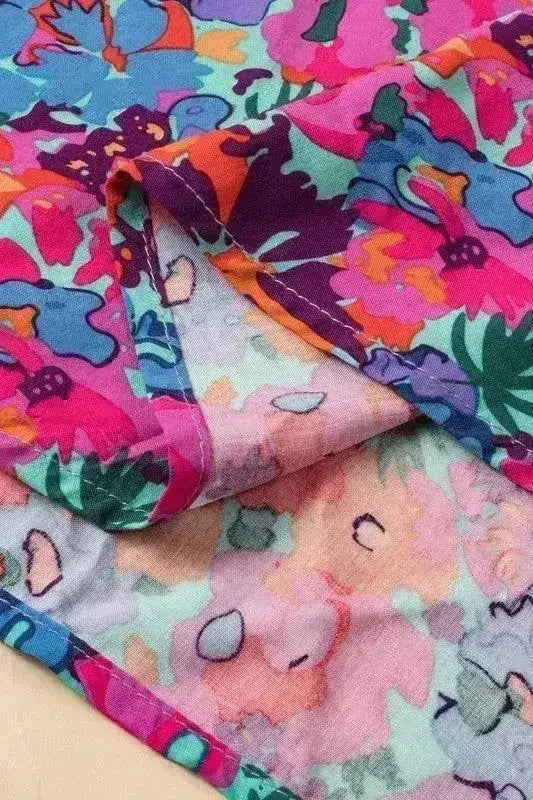 Floral Print V-Neck Wrap Maxi Dress - Women's Elegant Long Dress
