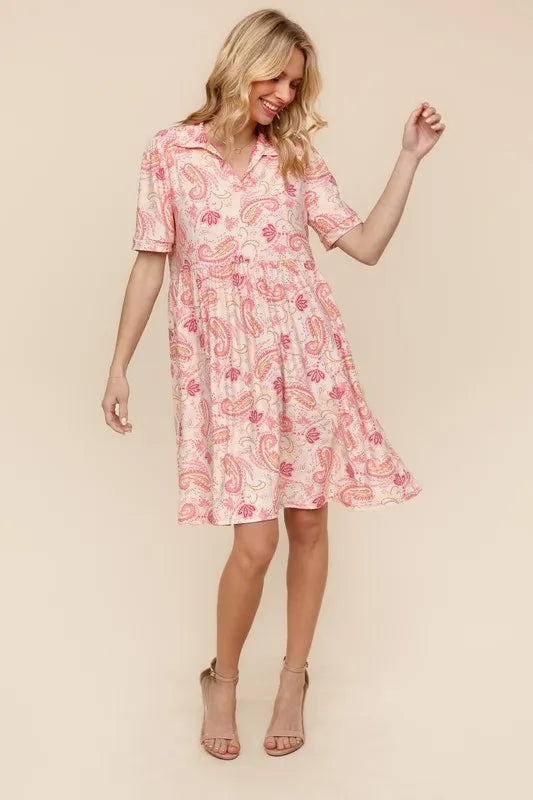 Fit and Flare Paisley Print Knit Dress For Summer – Paisley Print Dress, Fit and Flare Dress, Knit Dress, Classic Paisley Dress, Feminine Knit Dress