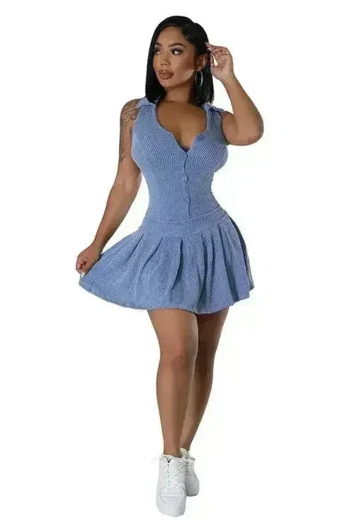 Sexy Romper Skirt – Halter Neck with Built-In Shorts