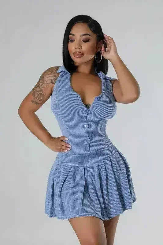 Sexy Romper Skirt – Halter Neck with Built-In Shorts