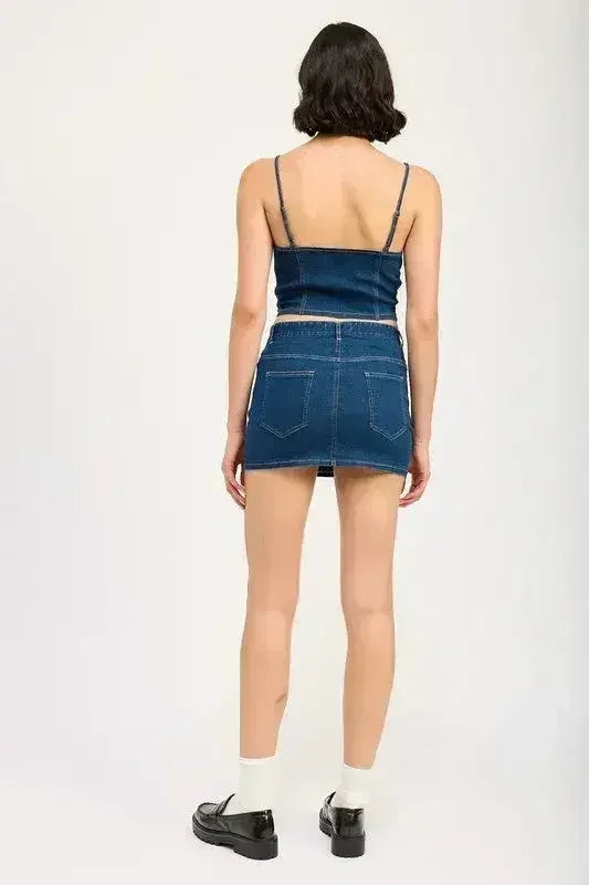 Lace Up Denim Mini Skirt for Women - 100% Cotton | Femstylo