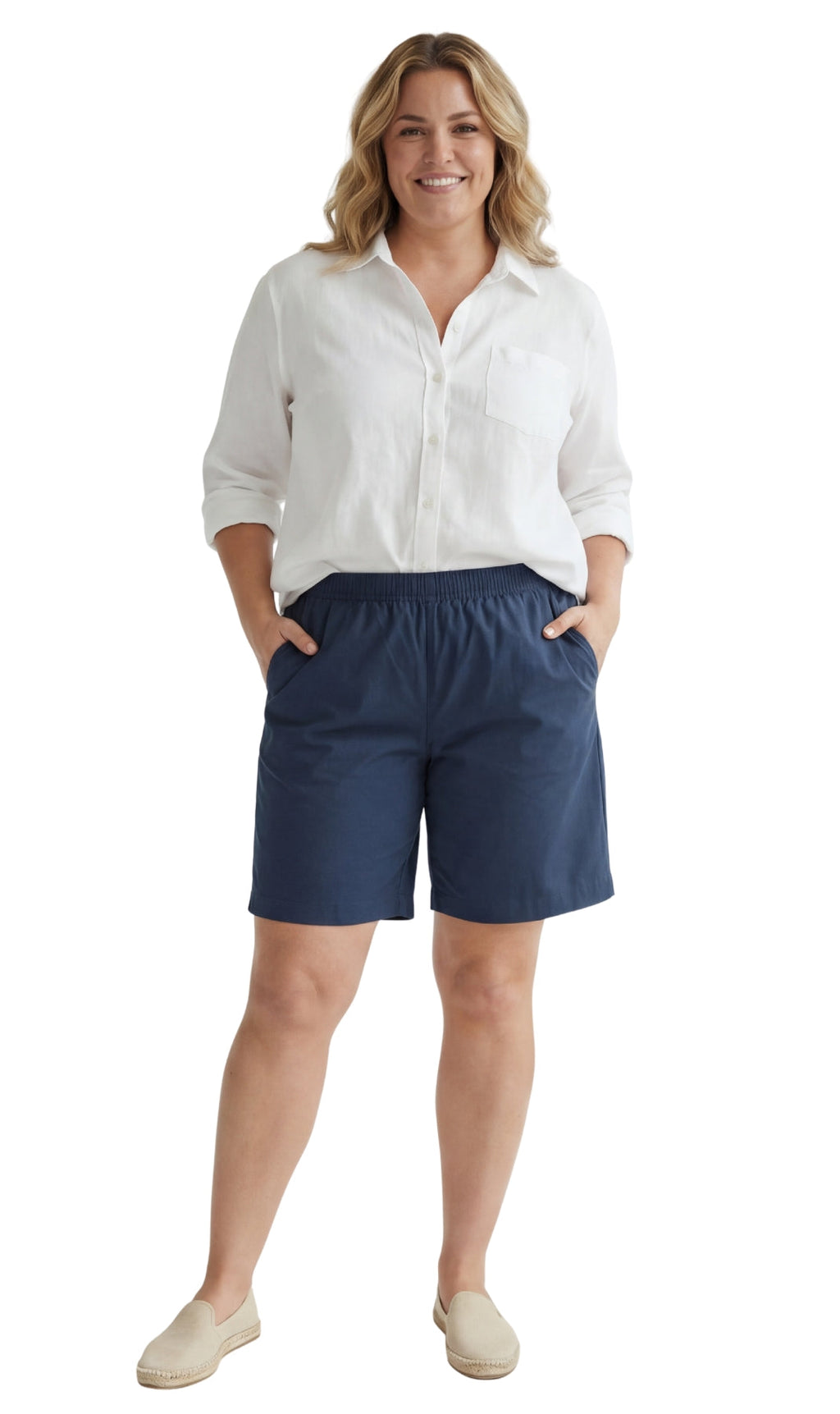 Women's Pull-On Denim and Twill Shorts — Stretch Waist No Zipper