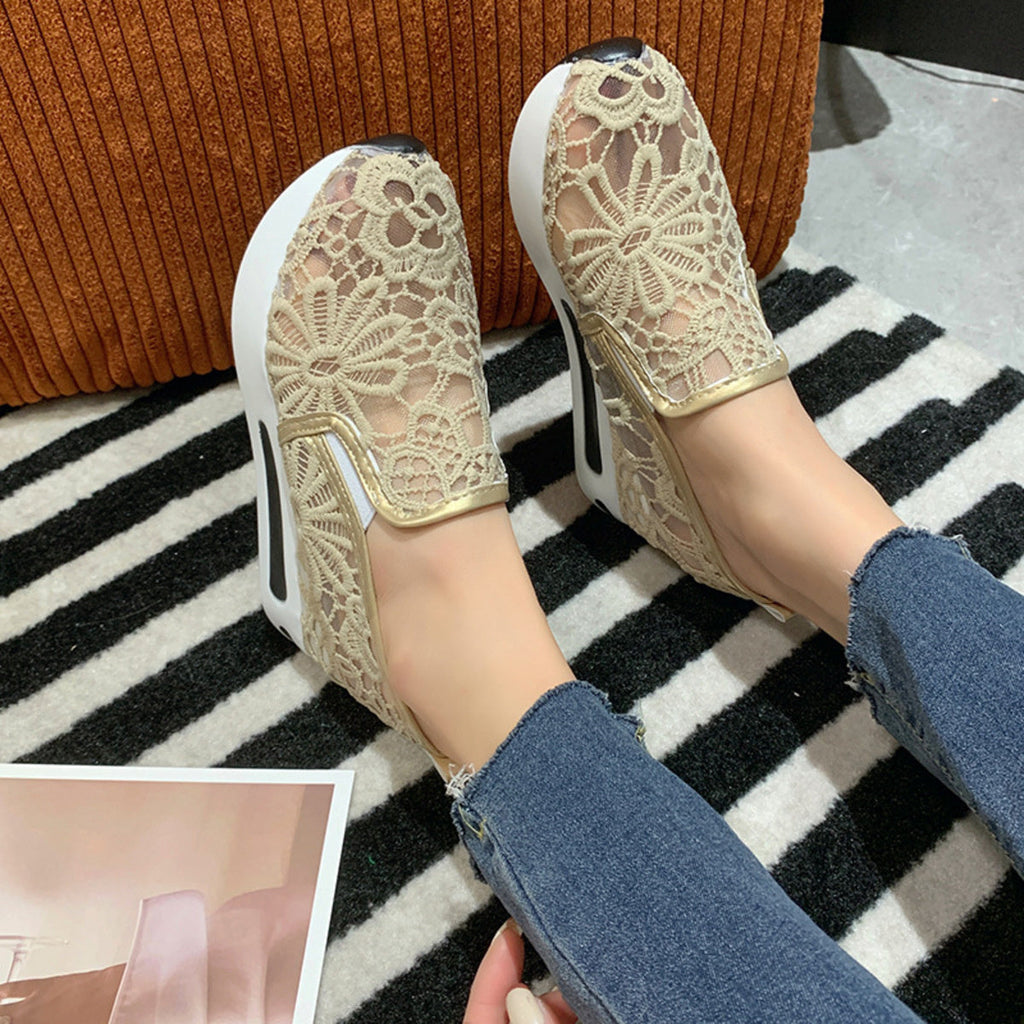 Lace Breathable Platform Slip-On