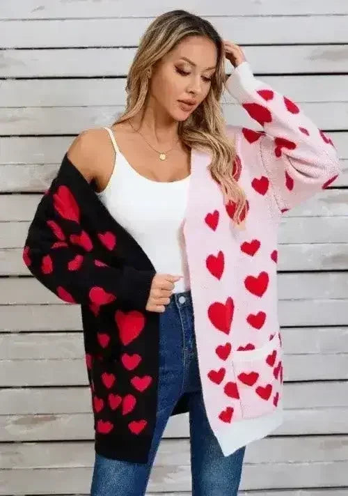 Two Tone Heart Cardigan - Oversized & Cozy | S-XL | Femstylo