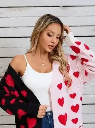 Two Tone Heart Cardigan - Oversized & Cozy | S-XL | Femstylo