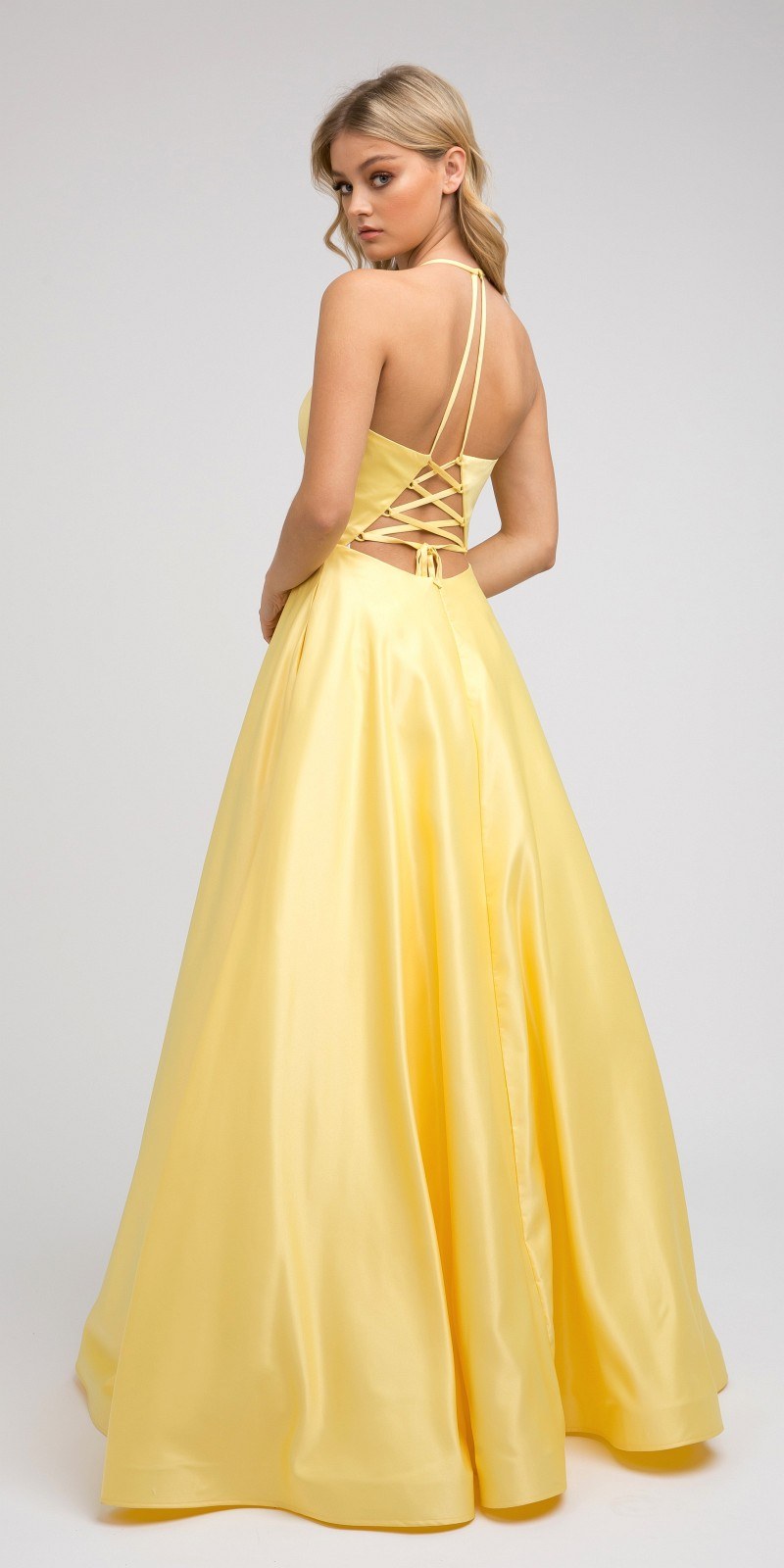 Juliet 230 Stylish Back Long A-Line Satin Prom Dress with Pockets