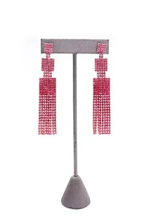 Rhinestone Drop Earrings | Sparkling Tassel Dangle Earrings - Femstylo