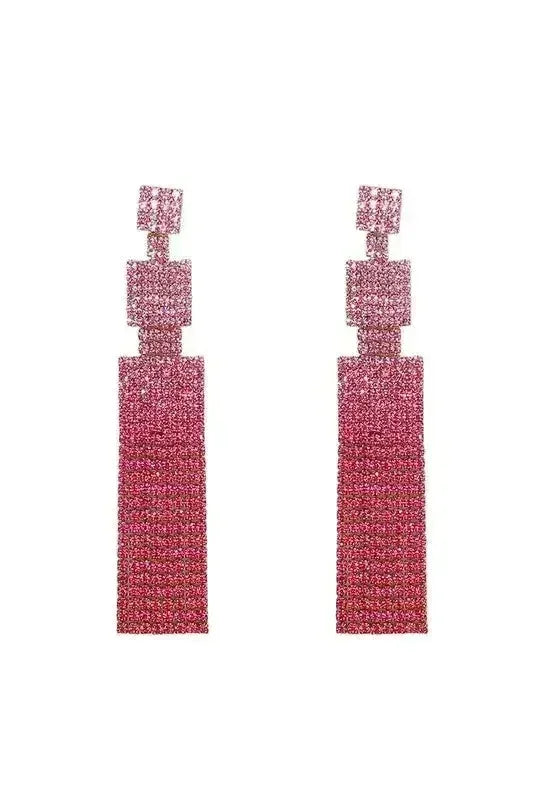 Rhinestone Drop Earrings | Sparkling Tassel Dangle Earrings - Femstylo