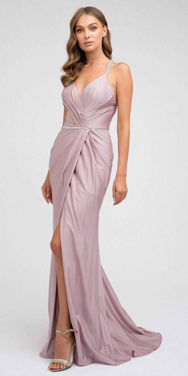 Juliet 233 Long Dress with Strappy-Back and Train