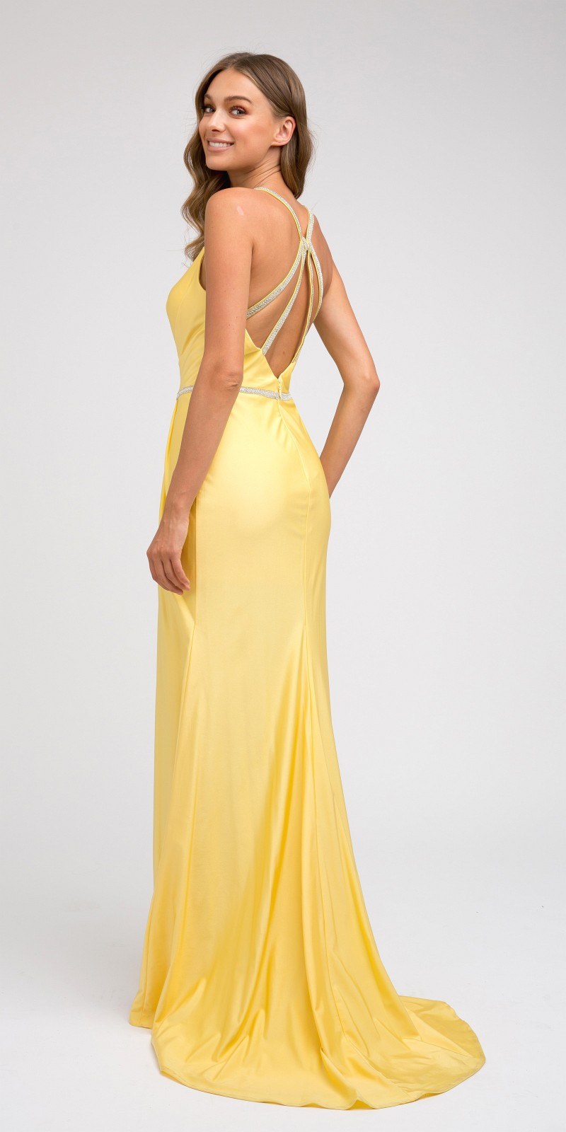 Juliet 233 Long Dress with Strappy-Back and Train