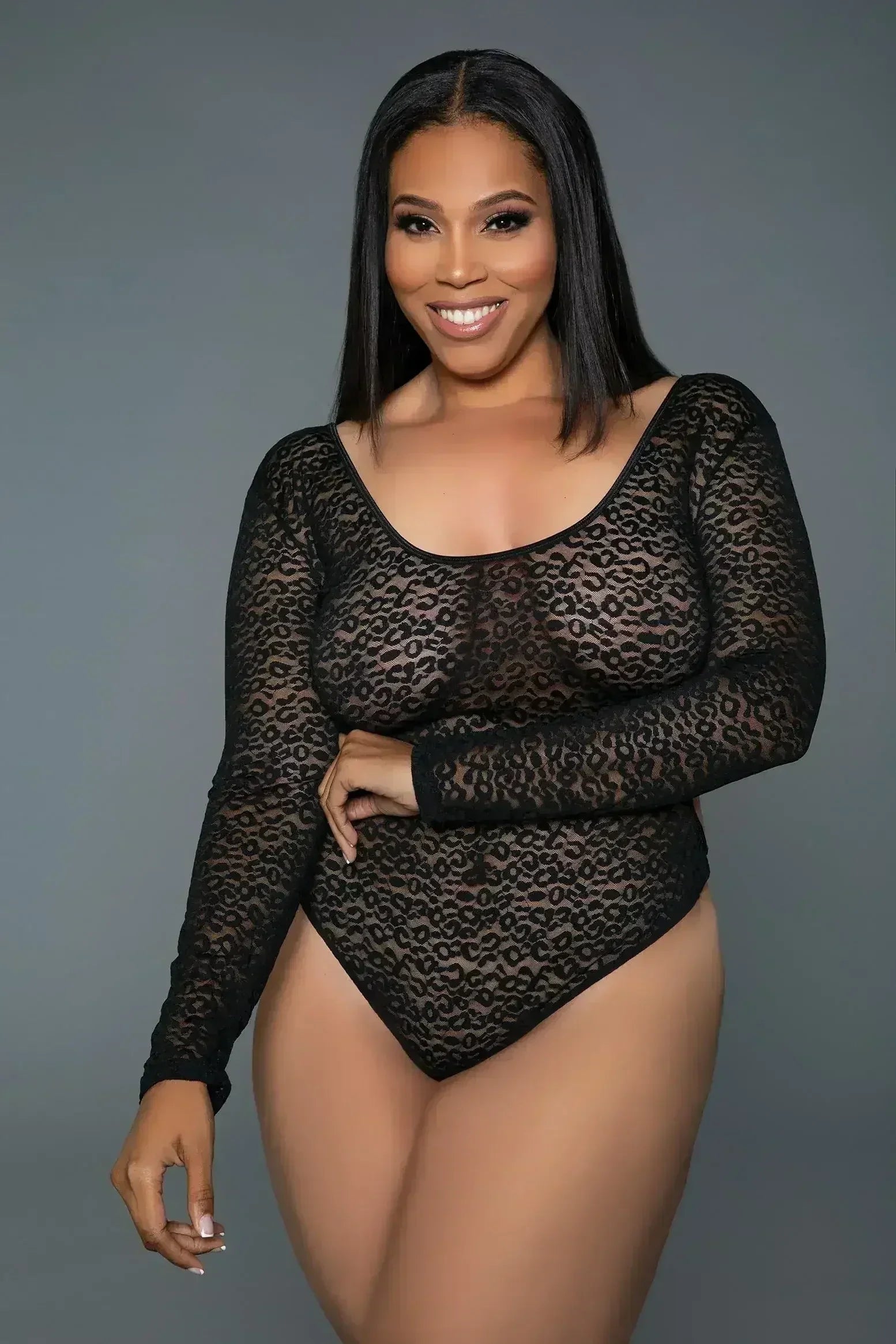 Leopard Bodystocking Bodysuit | Open Back Crisscross - Femstylo