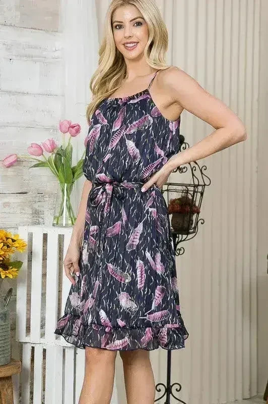 Textured Lurex Chiffon Ruffle Dress