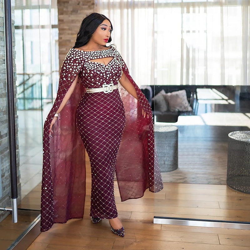 Dress Shawl Gold Sexy Sheath Slim Dress