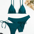 Essential Edge 3-Piece Bikini Set for Women – Solid Color High-Cut Triangle Top Two-Style Bottoms with Side Lace-Up Design & Quick-Drying Comfort – Versatile Women's Swimwear for Summer Pool Beach & Travel