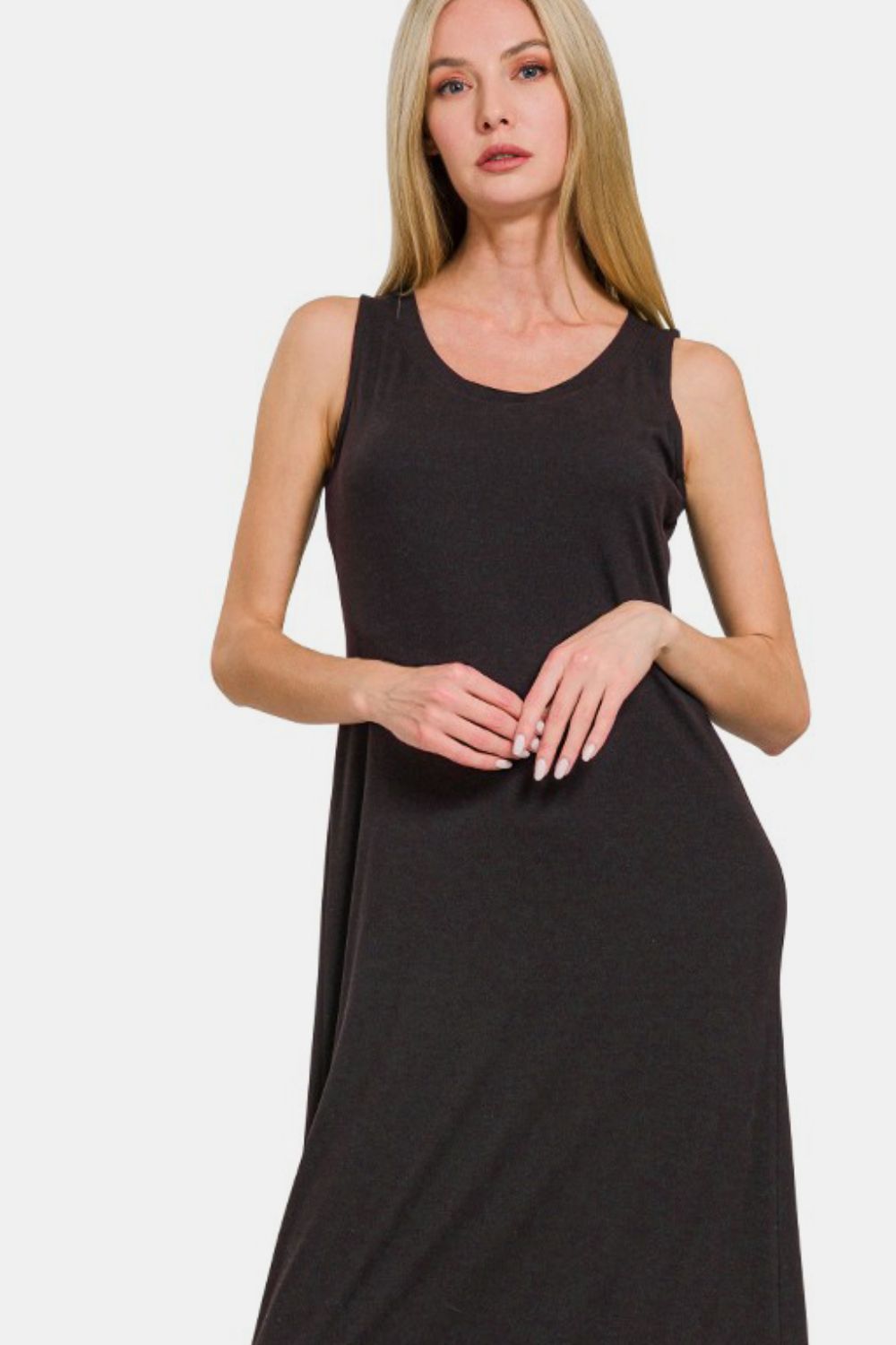 Scoop Neck Wide Strap Tank Dress For Women – Simple & Classic, Comfortable Wide Straps, Flattering Scoop Neckline for Effortless Style