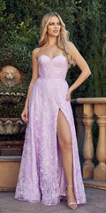 Juliet 2403 Long Butterfly Glitter Embroidered Gown with Corset Top
