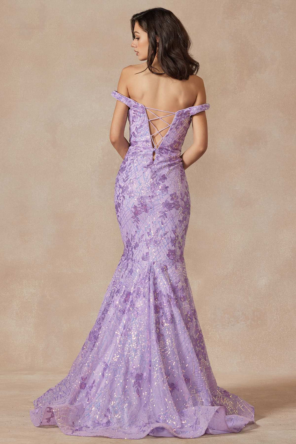 Juliet 2412 Mermaid Gown Plunging Deep V Illusion Neckline Off the Shoulder