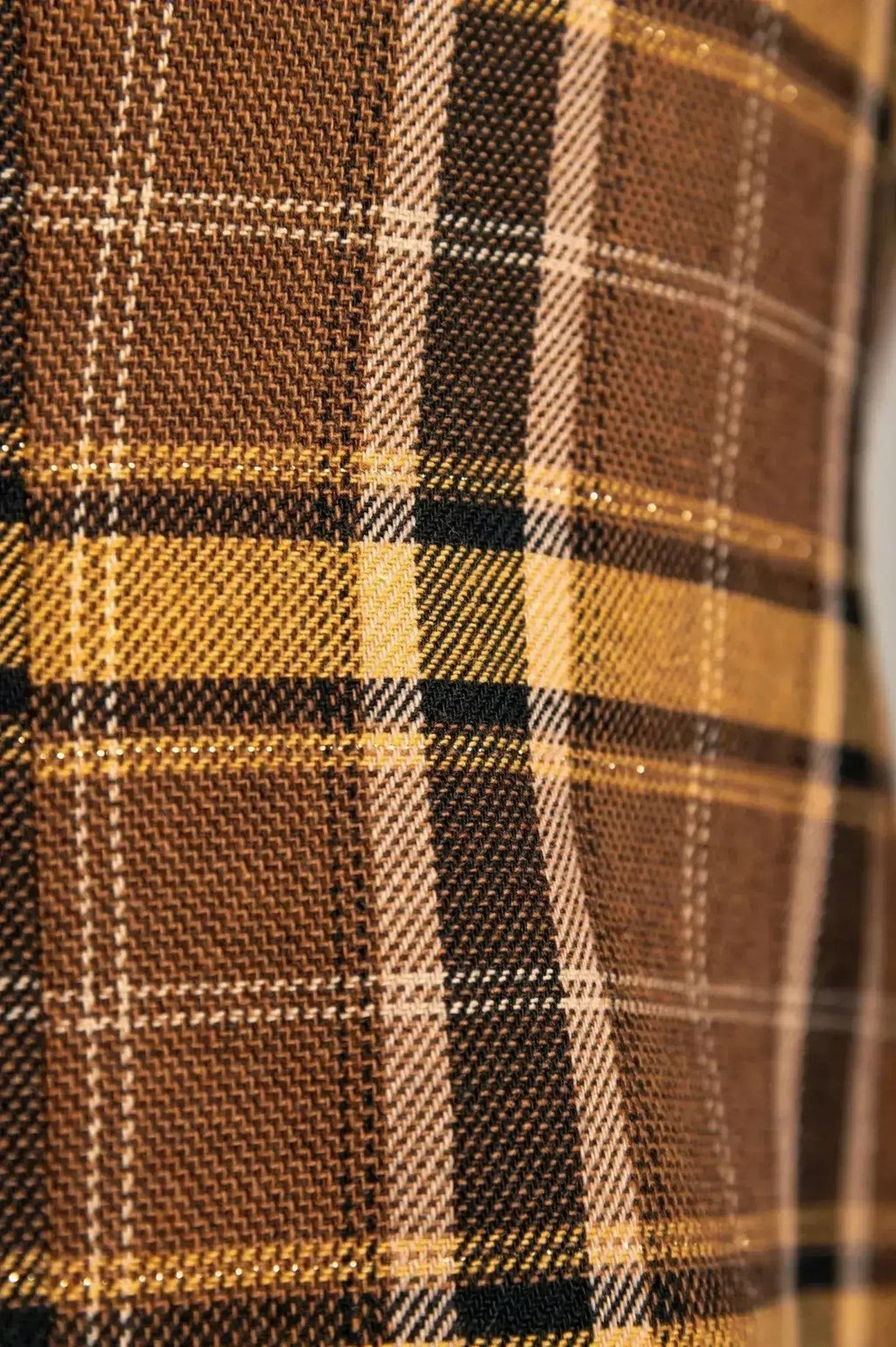 Brown Plaid Chiarana Blazer - Mustard Accents | Italian Made