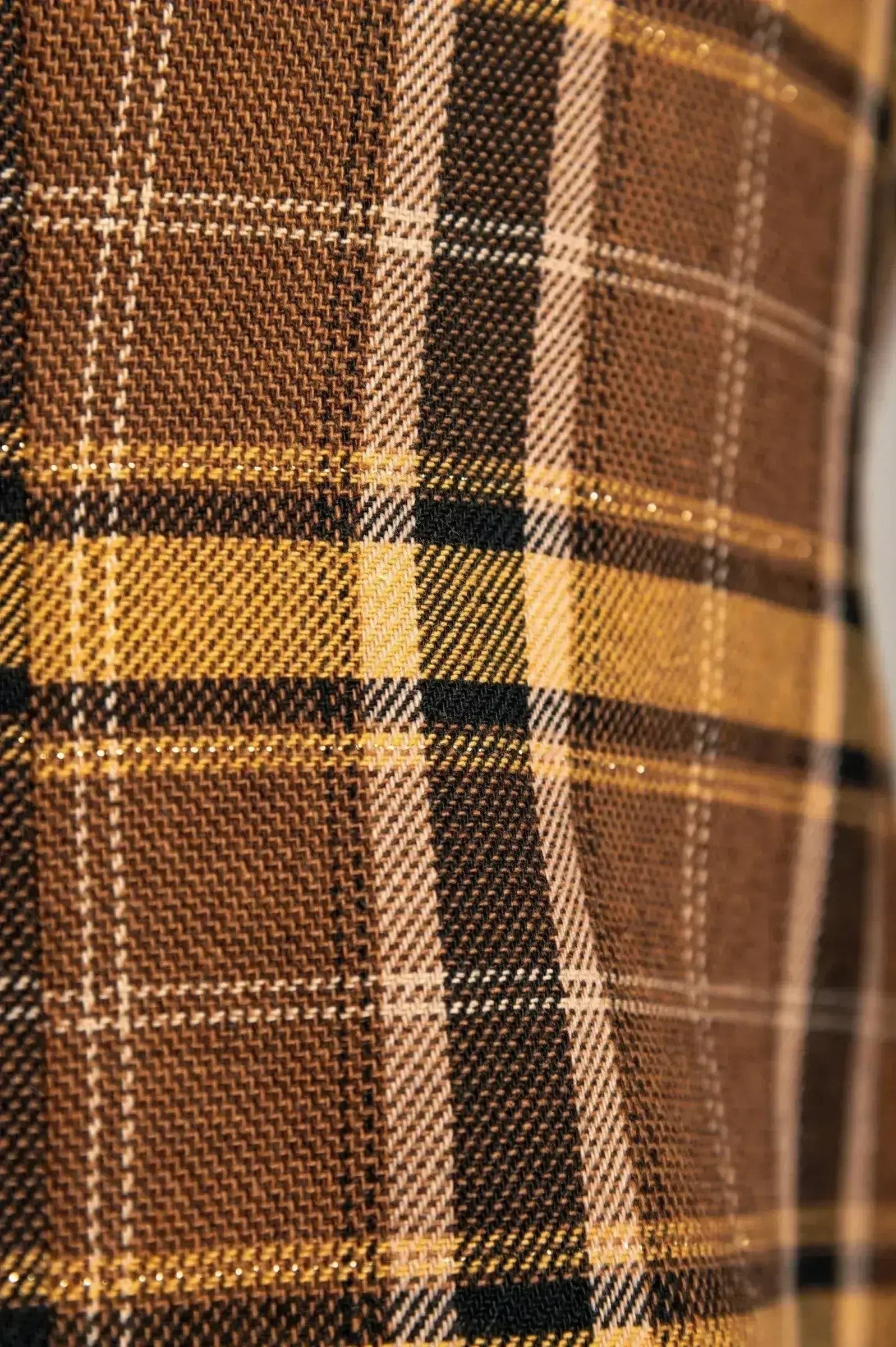 Brown Plaid Chiarana Blazer - Mustard Accents | Italian Made