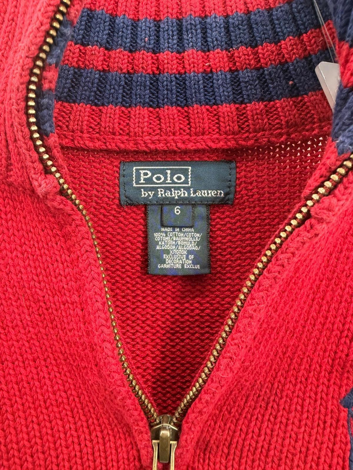 Polo Ralph Lauren Boys Red Quarter-Zip Sweater Size 6