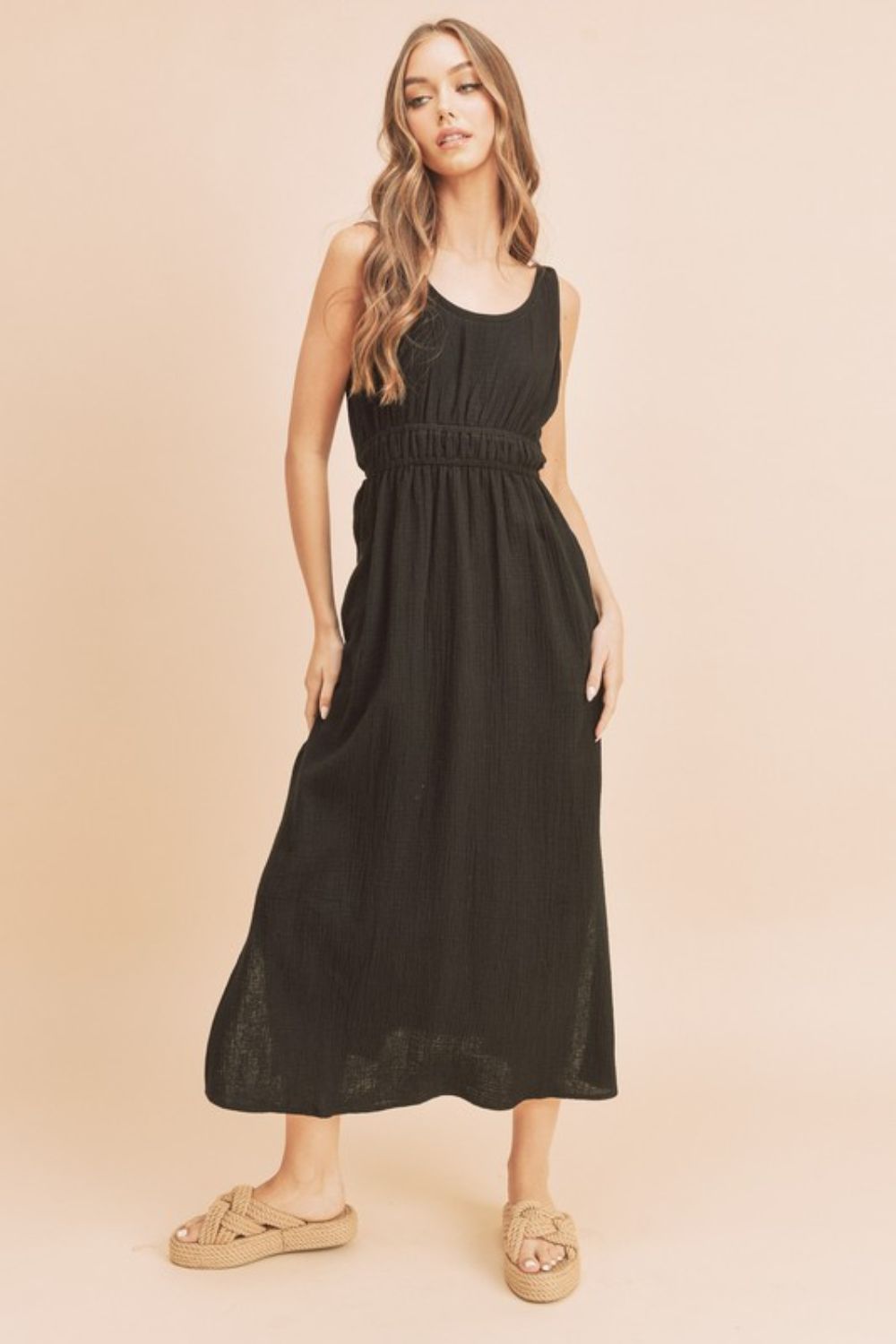 Stylish Side Slit Round Neck Sleeveless Tank Dress For Women Comfortable, Versatile, and Perfect for Casual and Dressy Occasions