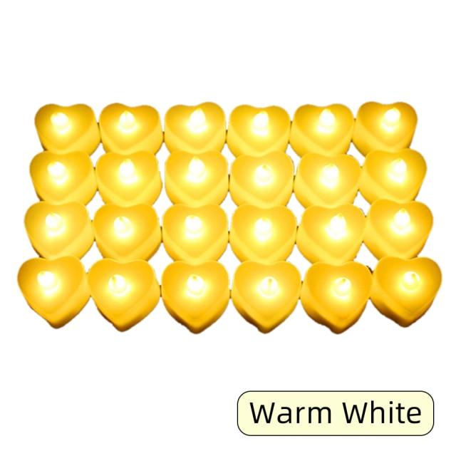 24pcs LED Candle Multicolor Color Lamp Flame Tea Light Heart-Shaped Rocking Tea Candles For Wedding Birthday Party Decoration Multi Color Changing Votive Flameless Candles With Remote And Timer Battery Operated Led Tea Light Candles