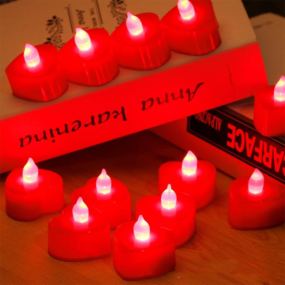 24pcs LED Candle Multicolor Color Lamp Flame Tea Light Heart-Shaped Rocking Tea Candles For Wedding Birthday Party Decoration Multi Color Changing Votive Flameless Candles With Remote And Timer Battery Operated Led Tea Light Candles
