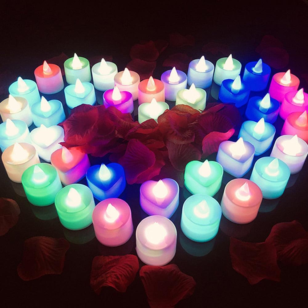 24pcs LED Candle Multicolor Color Lamp Flame Tea Light Heart-Shaped Rocking Tea Candles For Wedding Birthday Party Decoration Multi Color Changing Votive Flameless Candles With Remote And Timer Battery Operated Led Tea Light Candles