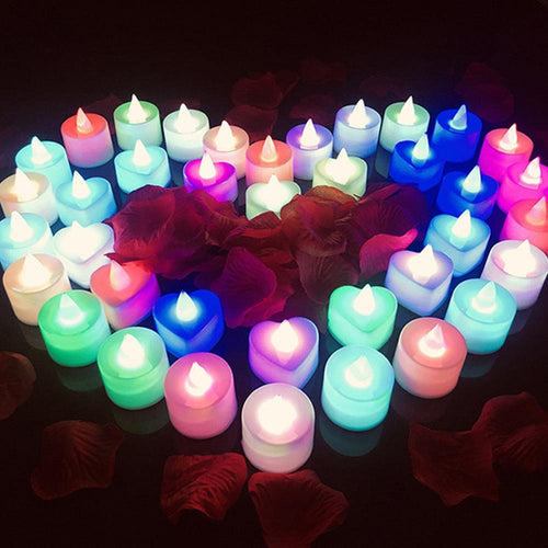 24pcs LED Candle Multicolor Color Lamp Flame Tea Light Heart-Shaped Rocking Tea Candles For Wedding Birthday Party Decoration Multi Color Changing Votive Flameless Candles With Remote And Timer Battery Operated Led Tea Light Candles