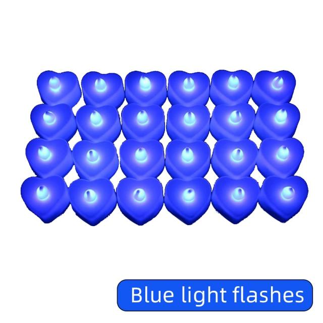 24pcs LED Candle Multicolor Color Lamp Flame Tea Light Heart-Shaped Rocking Tea Candles For Wedding Birthday Party Decoration Multi Color Changing Votive Flameless Candles With Remote And Timer Battery Operated Led Tea Light Candles