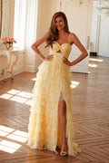 Juliet JT2508A Sweetheart Keyhole Neckline Ruffled Tier Skirt Gown