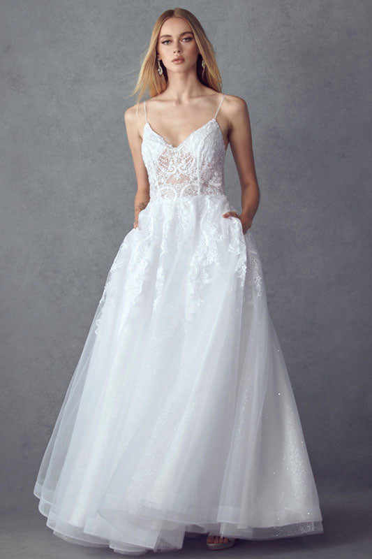 Juliet JT2482SW Floor Length A-Line Lace/Tulle Wedding Ball Gown