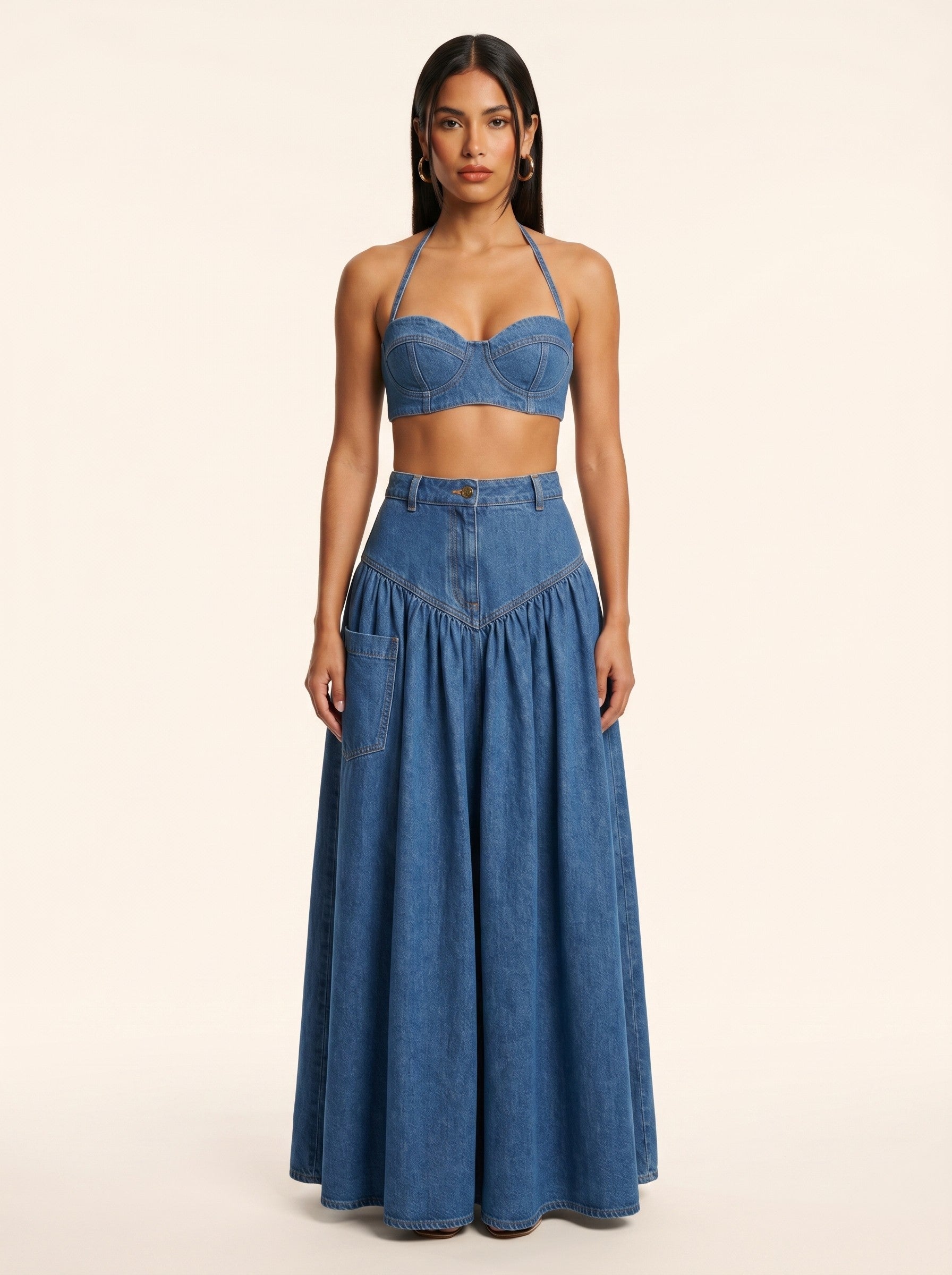 Two-Piece Wide-Leg Pant Set