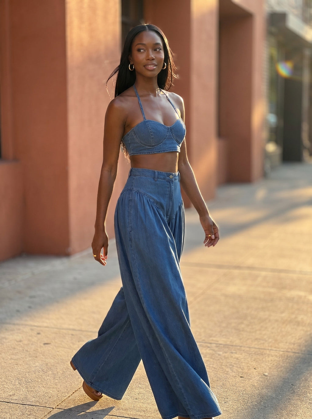 Two-Piece Wide-Leg Pant Set