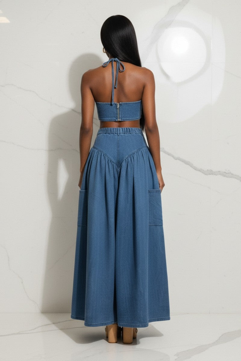 Two-Piece Wide-Leg Pant Set