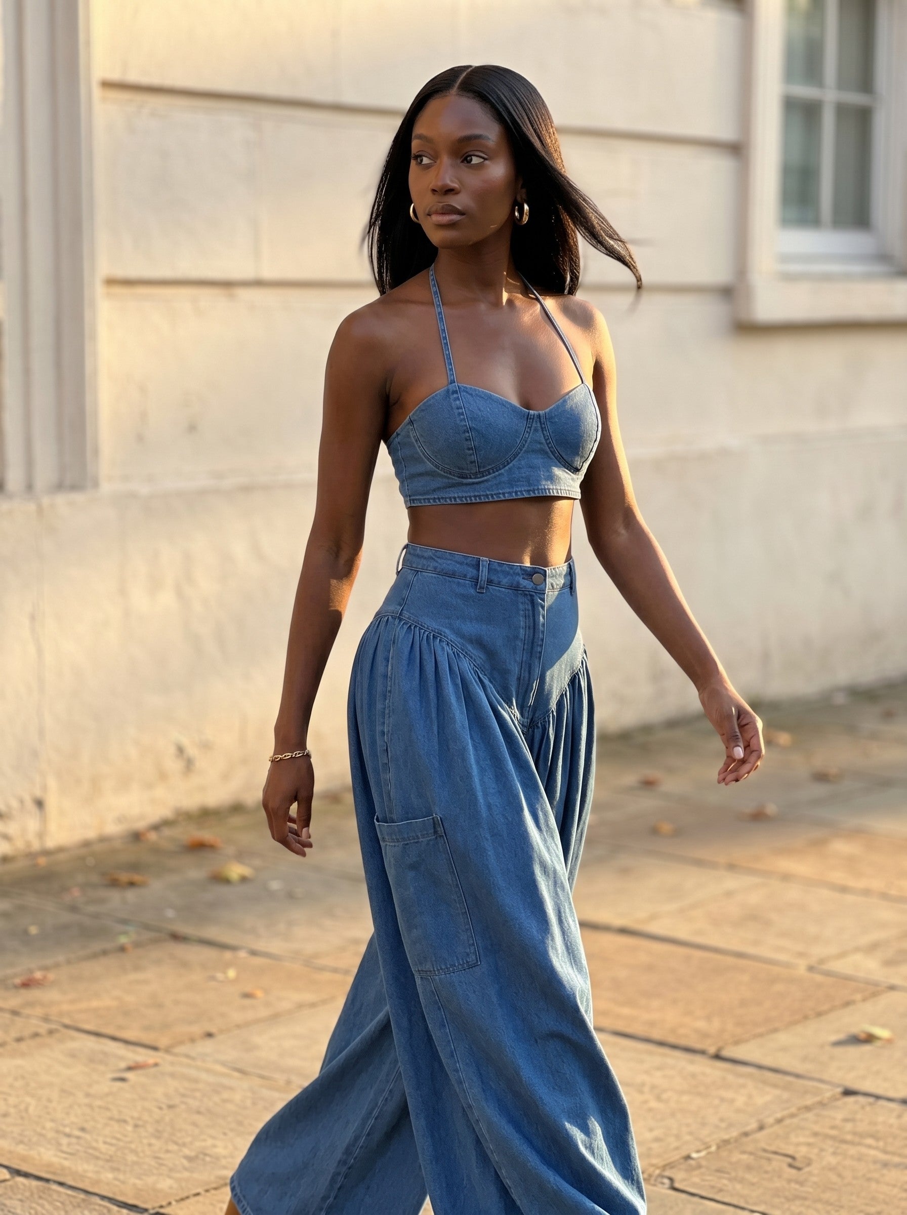 Two-Piece Wide-Leg Pant Set