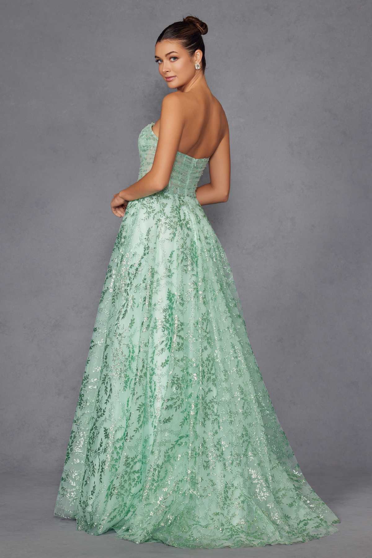 Juliet JT2547S Strapless Sweetheart A-Line Mint Gown