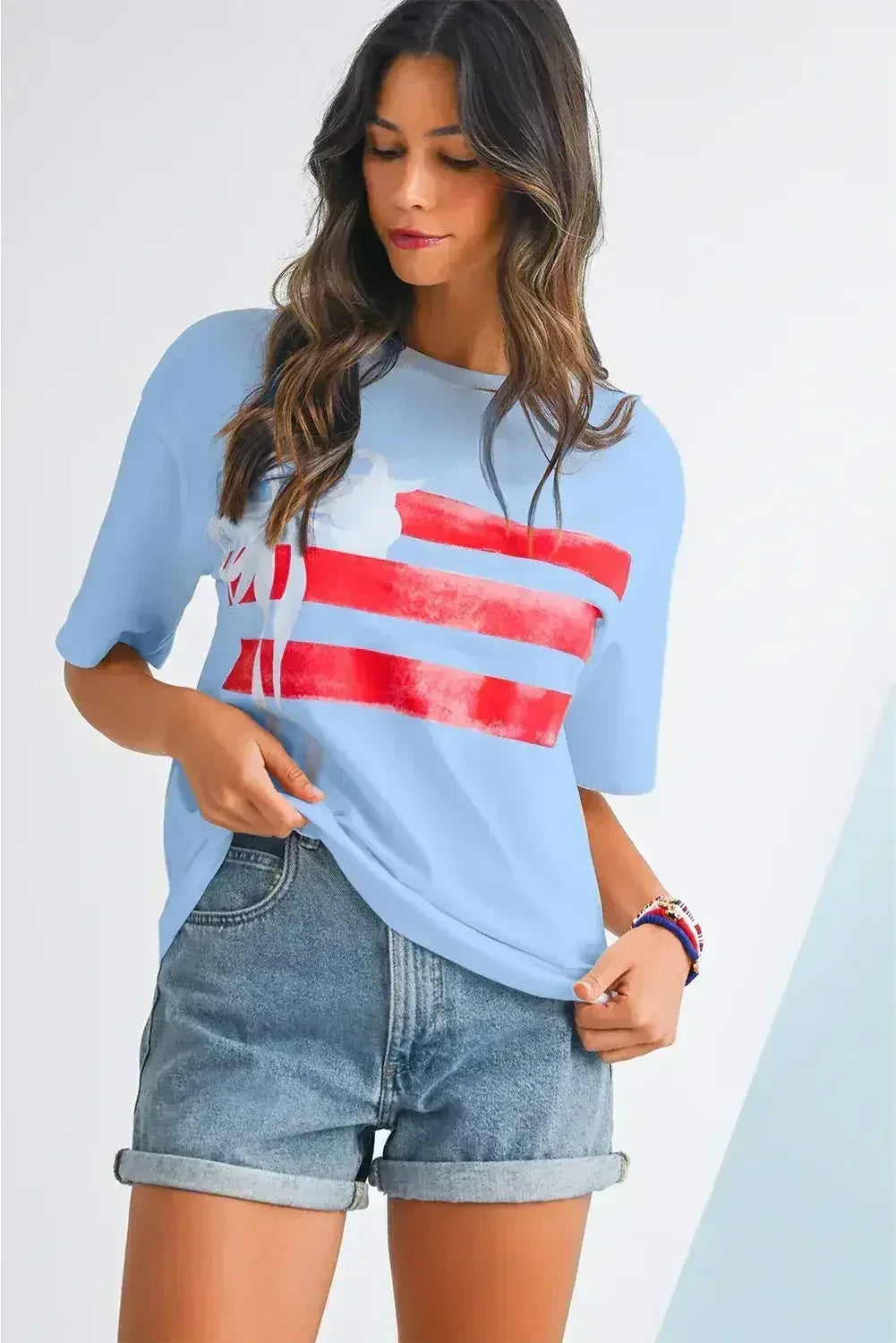 White Flag Bow Graphic Crewneck Tee