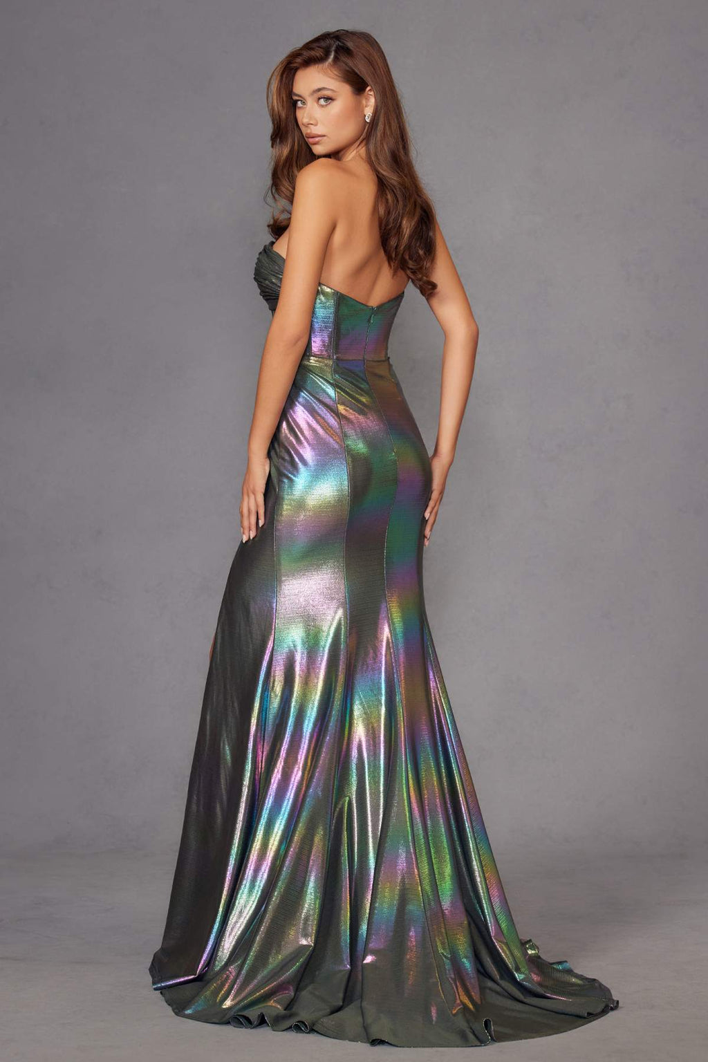 Juliet JT2579H Strapless Sweetheart Iridescent Prom Gown