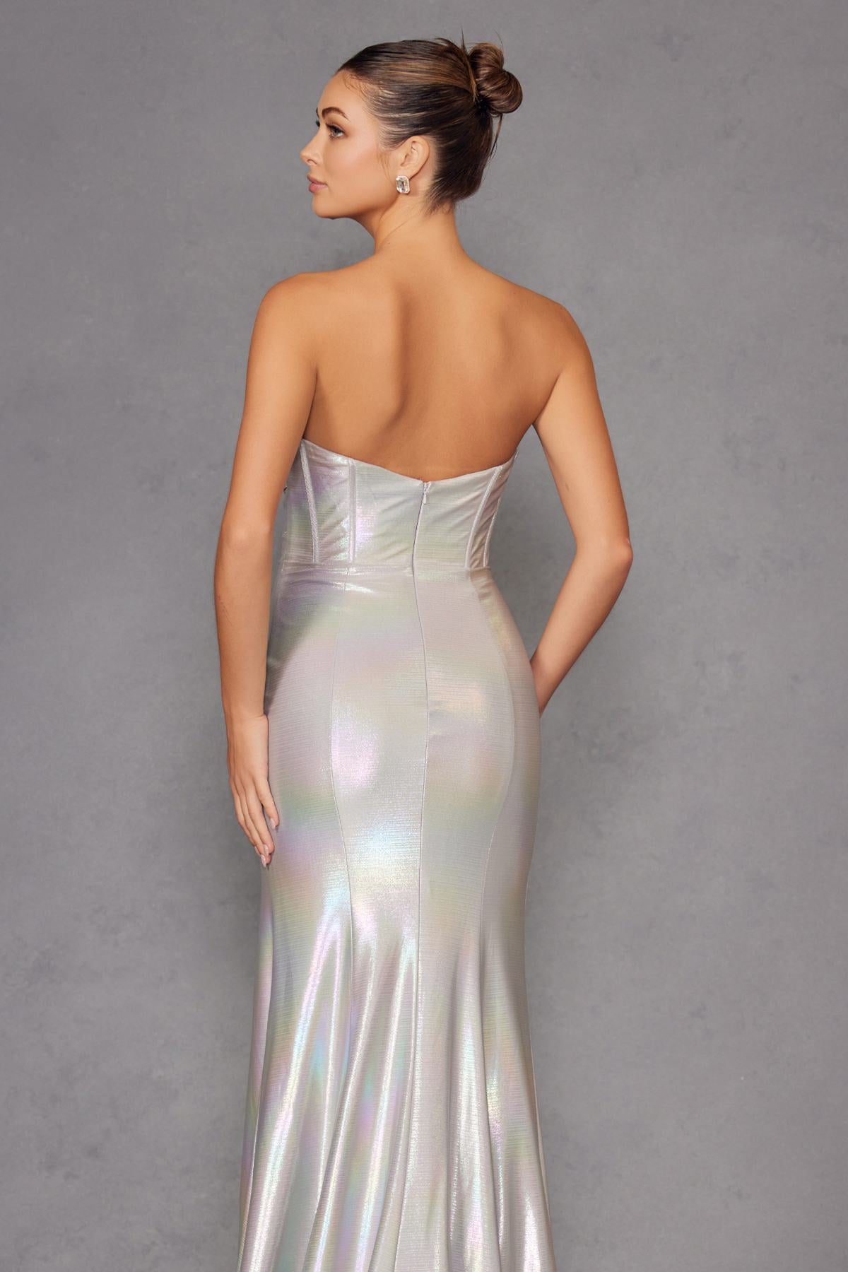 Juliet JT2579H Strapless Sweetheart Iridescent Prom Gown