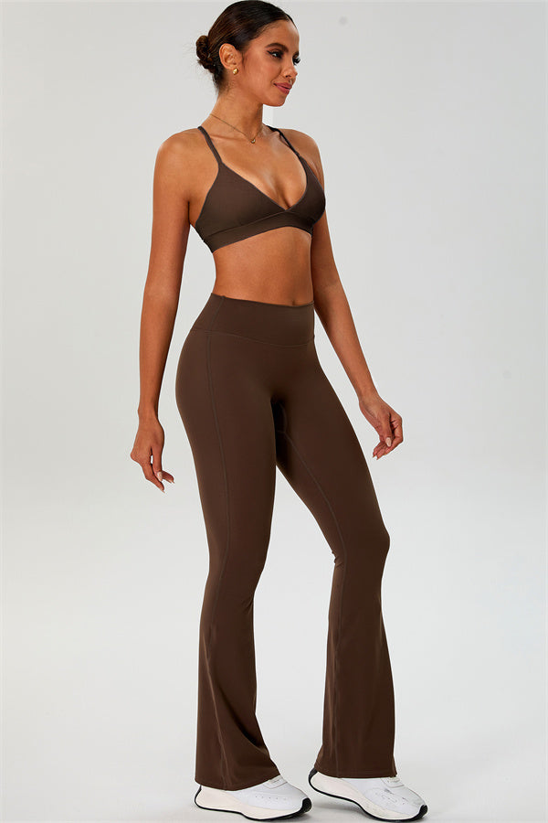 The Ember Sports Bra Crop Top Flared Leggings 3-Piece Set