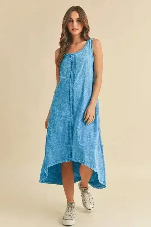 Sky Blue High-Low Scoop Neck Midi Tank Dress – femstylo