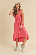 High-Low Hem Scoop Neck Midi Tank Dress For Women – Trendy, Versatile & Comfortable for Any Occasion