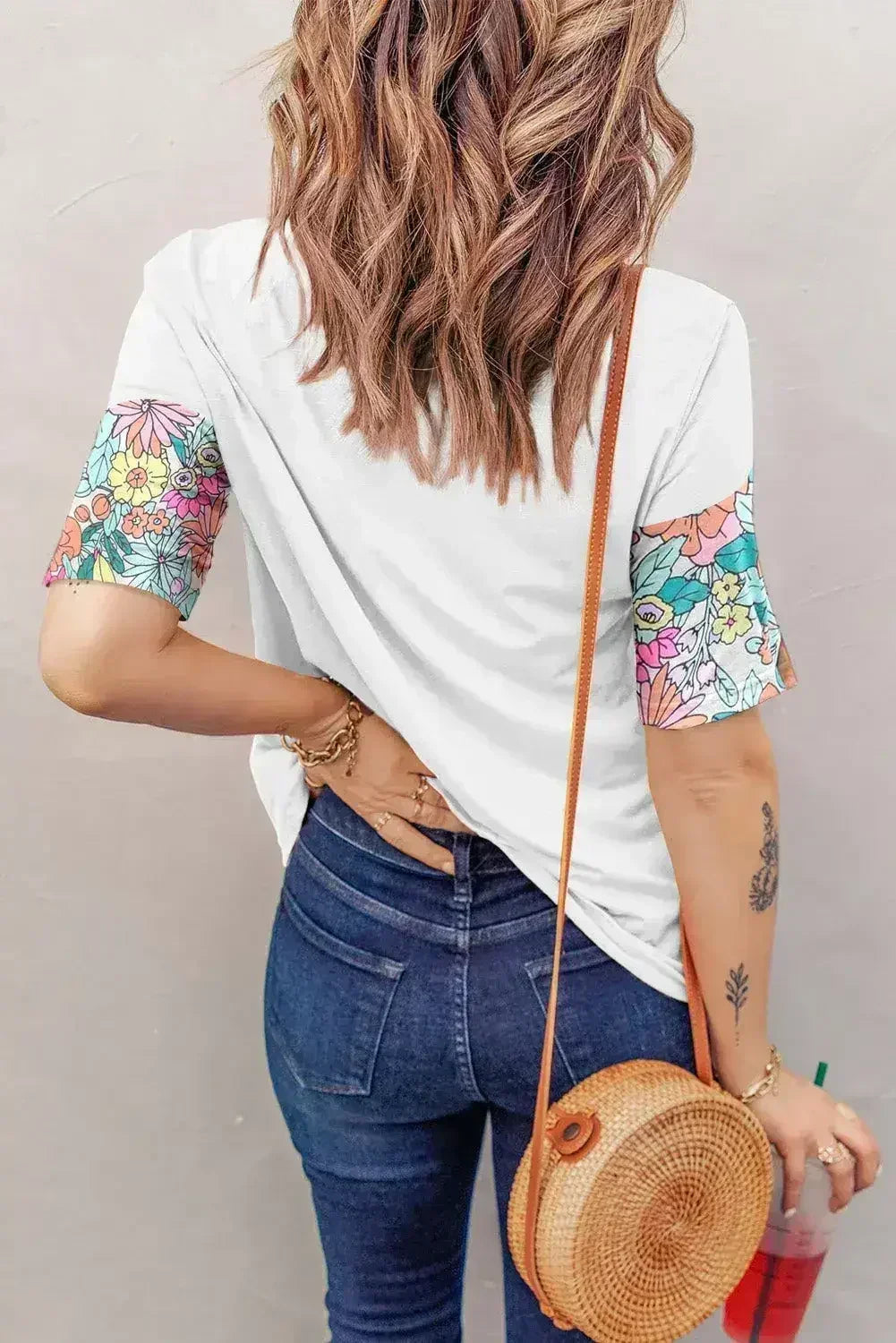 Floral Patchwork Top - Short Sleeve Summer Tee | Femstylo