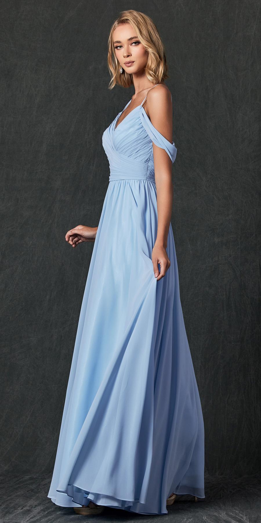 Juliet 262 Pleated Off the Shoulder Formal Dress