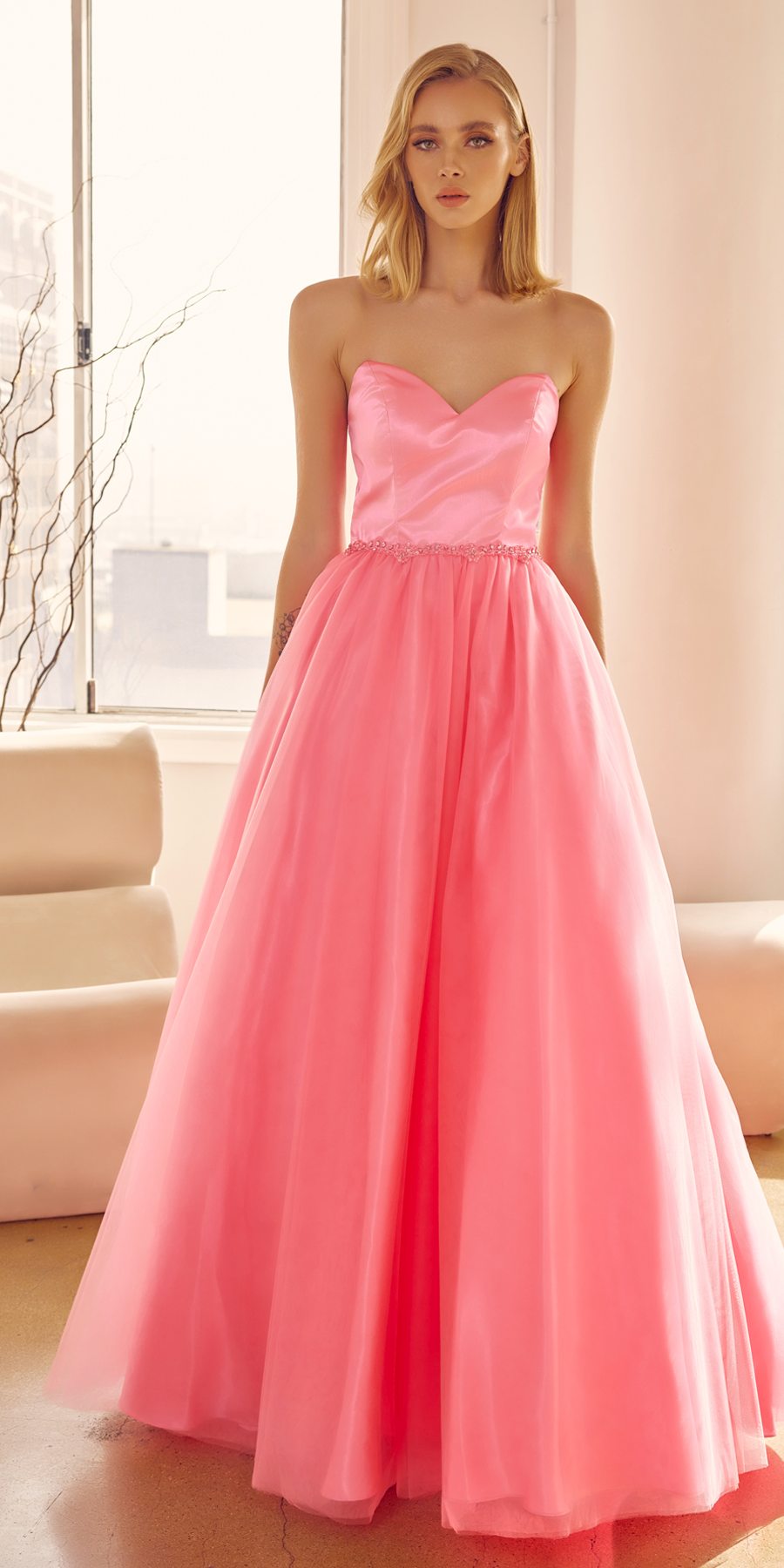 Juliet 265 Strapless A-Line Ball Gown Beaded Belt