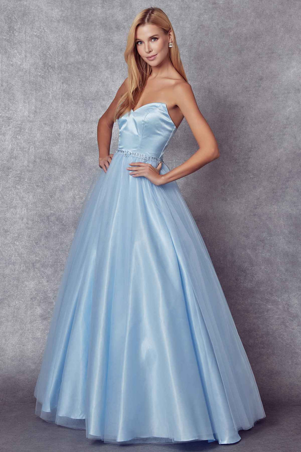 Juliet 265 Strapless A-Line Ball Gown Beaded Belt