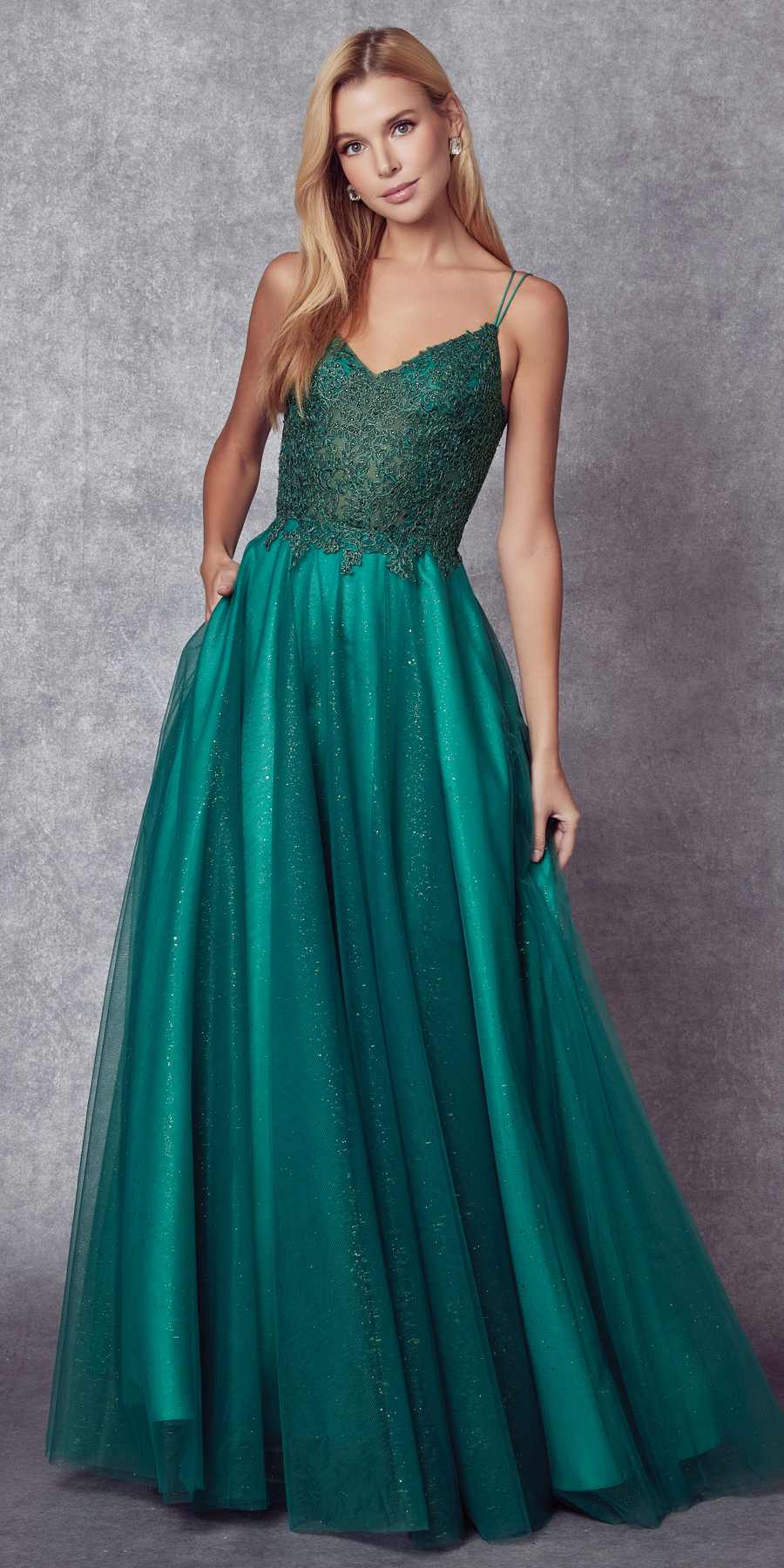 Juliet 268 Embroidered Sparkle Tulle Ball Gown
